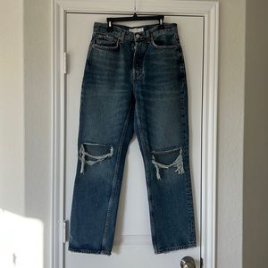 Topshop Distressed Straight Leg Jeans